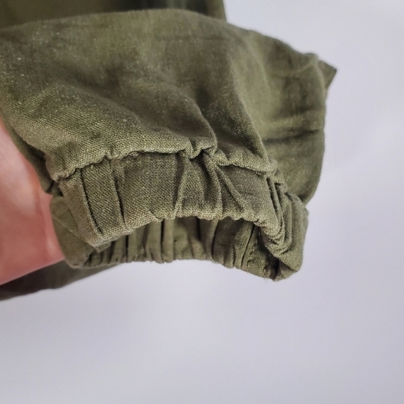 Blank NYC Roll The Dice Army Green Linen Blend Drawstring Pull-on Jogger Pants - Picture 6 of 9